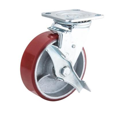 China Low Noise Polyurethane Heavy Duty Steel Swivel Casters, Industrial Casters With Strong Load, Outdoor Swivel Caster Silent Use for sale