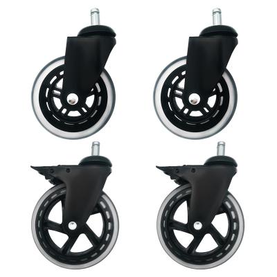 China Durable/High Load Capacity/Low Noise Office Furniture Chair Swivel Caster Wheel PU Clear Space Roller 3 Inch Custom Office Chair Caster for sale