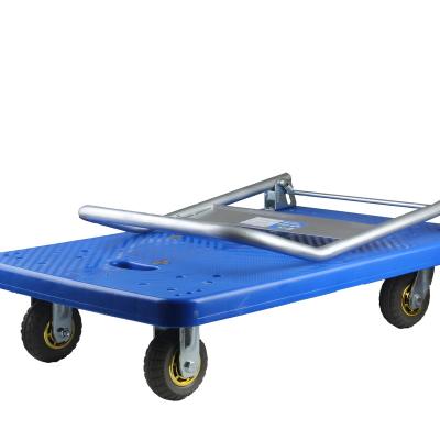 China Factory Platform Hand Truck Heavy Duty Plastic Hand Trolley Trolley With Folding Handle for sale