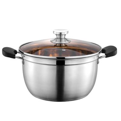 China Durable 304 Stainless Steel Double Bottom Soup Pots Thickened Pot Stock Milk Wok Boiling Induction Cooking Pot Kitchenware for sale