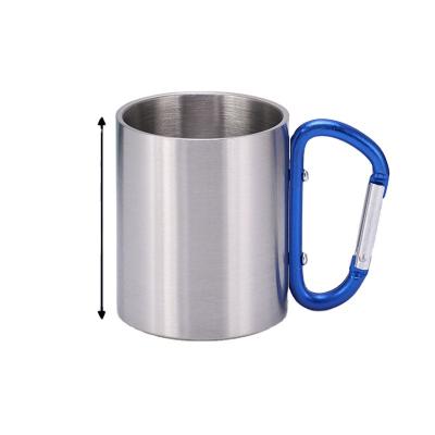 China 304 Stainless Steel Mountaineering Buckle Cup Travel Durable Outdoor Camping Portable Coffee Mugs With Carabiner Handle for sale