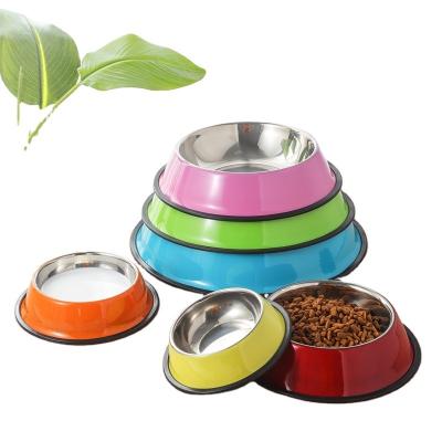 China Customizable Colored Stocked Cat Basin Pet Non-Slip Pet Bowl Stainless Steel Pet Drivers Dog Basin Dog Bowl for sale