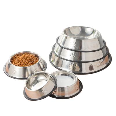 China Viable Factory Direct High Quality Stainless Steel Footprints Dog Basin Cat Basin Bowl Pet Feeder Bowl for sale