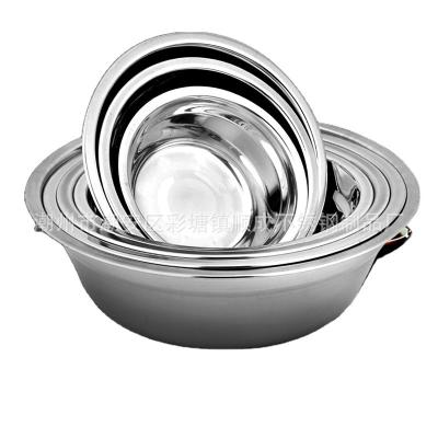 China Thickened and Large Capacity Stainless Steel Soup Dish Egg Pots Viable Large Size Round Deepening Mixing Bowls for sale