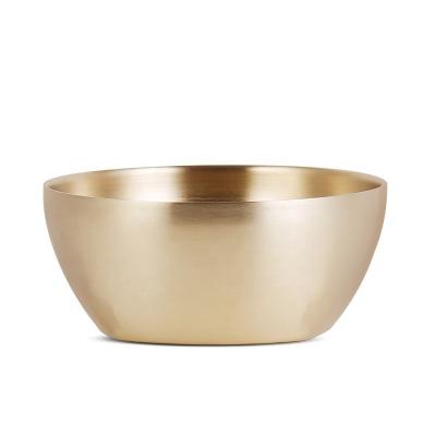 China Luxury Viable Gold Bowl Rice Soup Bowls Heat Stainless Steel Serving Double Walled Insulated Salad Mixing Bowls 304 for sale