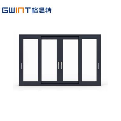 China Heat Insulation GWINT 96 Tempered Glass Patio Door Double Tempered Glass Exterior Aluminum Sliding Door Multi Slide Energy Efficient Patio Door for sale