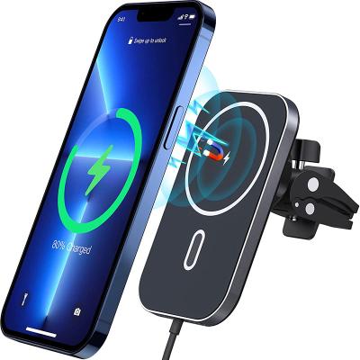 China Conveient 15w Qi Auto Safe Magnetic Car Holder Wireless Charger for iphone 11 pro 12 13 dock magnet hidden storage charge by max wireless car for sale