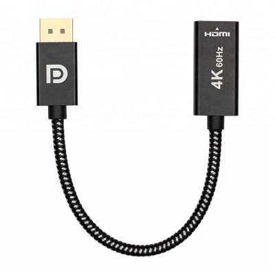 China COMPUTER ULT-Unite DP to HDMI Adapter Cable 20cm 4K 60Hz Black Nylon Braided DisplayPort Male to HDMI Female Converter for sale