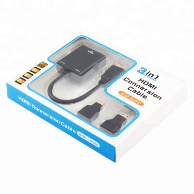 China COMPUTER 3 in 1 Mini Micro HDMI Male to VGA Female Converter Adapter with Audio Cable for sale