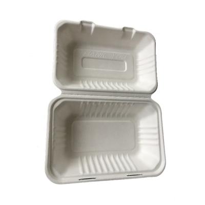 China Customizable Food Water And Oil Resistant Biodegradable Sugar Cane Bagasse Lunch Box With Lid for sale