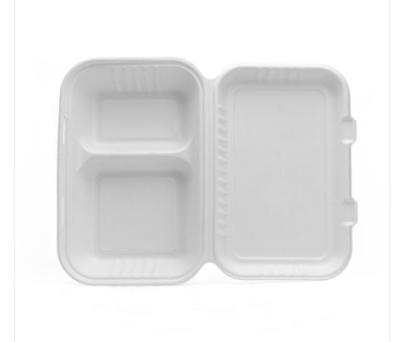 China Eco-friendly Sugarcane Bagasse 2-Compartment Biodegradable Fast Food Use Food Box From China Factory for sale