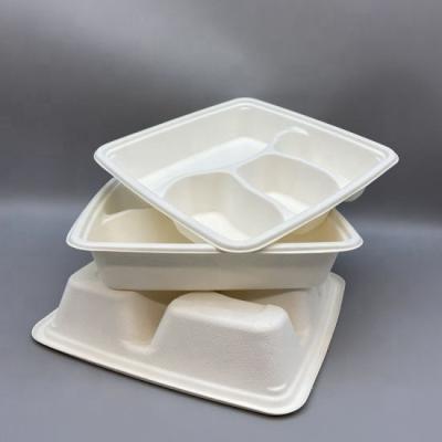 China Modern Chinese Biodegradable Disposable Dish / 4 Compartment Fast Food Tray Take Out Lunch Box for sale