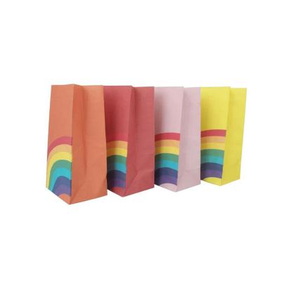 China Eco-friendly Recycled Materials Kraft Paper Bag Rainbow Party Cookie Packaging Box For Guests for sale