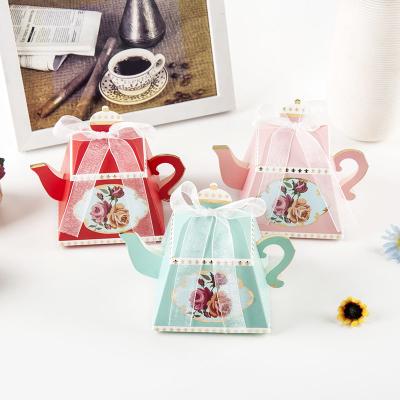 China Recycled Materials Flower Design Teapot Candy Box Cardboard Gift Packaging Box For Cookie for sale