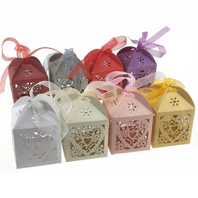 China Recycled Materials Hollow Out Flower Design Cake Cookie Box Pearl Paper Wedding Gift Box For Guests for sale