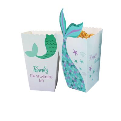 China Hot Selling Recycled Materials Mermaid Party Paper Cookie Box Popcorn Box for sale