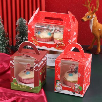 China Recycled Materials Christmas Part Supplies 1/2 Hole Cupcake Box Christmas Box Window for sale