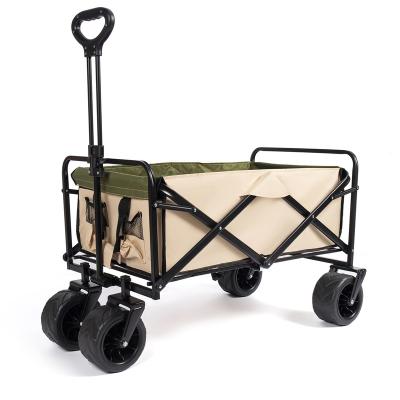 China Picnic Easy-carry Outdoor Camping Folding Hand-push Portable Traction Rod Cargo Trailer Cart Cart Camp Car Shopping Cart for sale