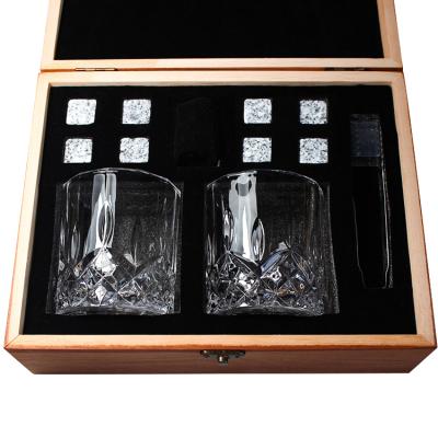 China Viable Whiskey Stones and Glass Gift Set, Whiskey Rocks Chilling Stones in Premium Handmade Wooden Box for sale