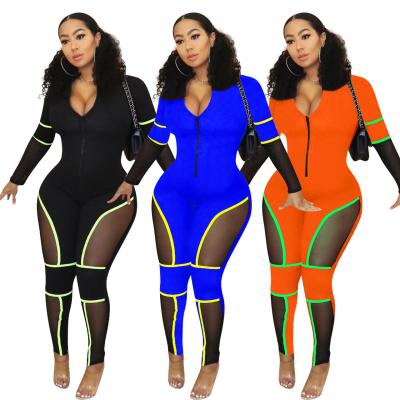 China Amazon Sustainable Hot Sale Fashion Women Clothes Long Sleeve Bodycon Bandage Jumpsuit for sale