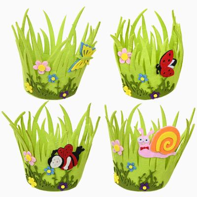 China Wholesale 2022 NEW Design Green Easter Bucket Nonwoven Easter Baskets Modern Easter Decoration for sale