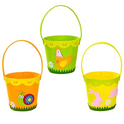 China 2022 NEW Modern Easter Decoration Easter Baskets Around Portable Non-woven Easter Bucket for sale