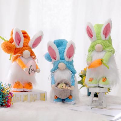 China New Durable 2022 Amazon Spring Easter Bunny Hugs Egg Carrot Easter Gnome Easter Home Decoration For Table for sale