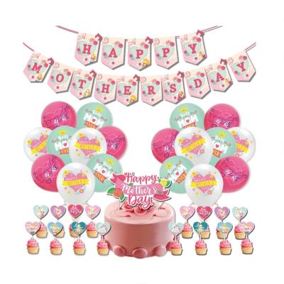 China 2022 Hot Sale Mother's Day Theme Party Decorations Disposable Mother's Day Eco-Friendly Balloons With Cake Topper Happy Mother's Day Gifts for sale