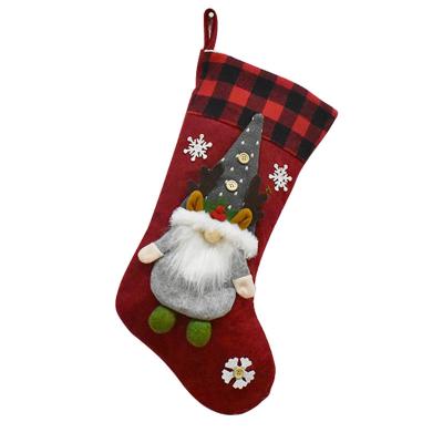 China Wholesale Reusable Fashion Christmas Stocking Gift Bags Candy Bags Hanging Socks Christmas Decor For Christmas Tree for sale