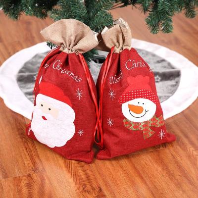 China Canvas Bag Santa Sack Drawstring Christmas Gift Festival Decoration Merry Christmas Decorations Supplies Christmas Gift for sale