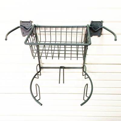 China Single Sided Garage Golf Rack Bag Rack and Wall Mounted Cart Metal Golf Rack and Cart Display for Slat Wall for sale