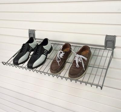 China Super Market Display Single Sided Hanging Stainless Steel Shoe Rack Wall Mounted Wine Shelf for sale