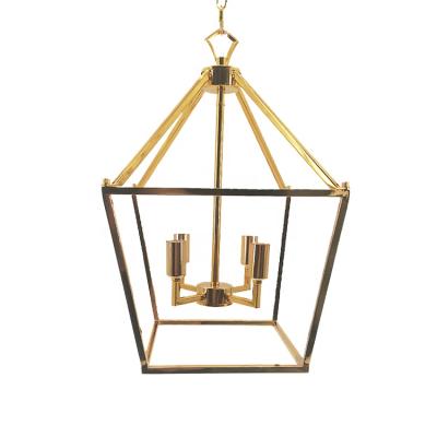 China Home Hotel Restaurant Lighting 4 Bulbs Metal Gold Lamp Lantern Decorative Modern Classic Fancy Chandelier Pendant Lighting for Kitchen Living Room for sale