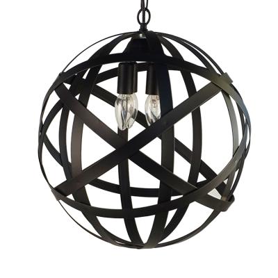 China Hotel Black Metal Spherical Pendant Light for Kitchen Dining Room Farmhouse Entrance Foyer Hallway for sale