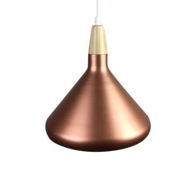 China Nordic Indoor Altuminum Copper Wood Kitchen Shade Triangle Hotel Lighting Pendant Light for sale