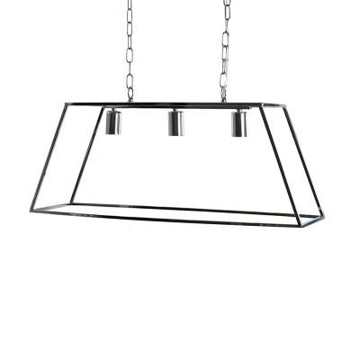 China 3 Lamp Stand Island Chrome Metal Suspension Sight Geometry Chandelier Residential Indoor Indoor Lighting Pendant Light for sale