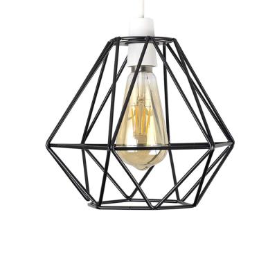 China Residential Vintage Style Black Wire Cage Ceiling Geometric Indoor Lamp DIY Pendant Light for sale