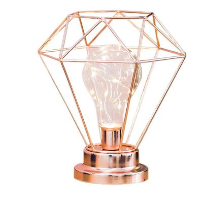 China New Arrival Led 8 High Diamond Shape Edison Bulb Metal Lamps With Decorative String Lights Battery Operated Night Lights for sale