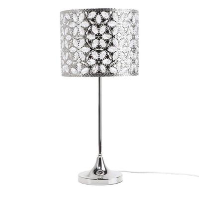 China Traditional Modern Bedside Table Accent Lamp Crystal Floral Pattern Round Drum Shade for sale