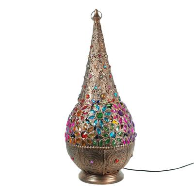 China Traditional Copper Metal Colorful Lantern Indian Jewelry Lighting Floor Lamp for sale