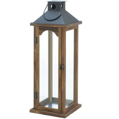 China Home Decoration 2 Sizes Gallery Of Lanterns Large Metal Light Simple Top Wood Lantern Multicolor Home Accessories for sale