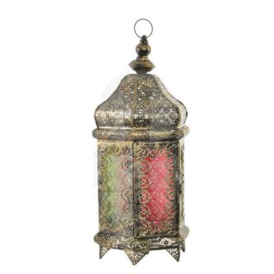 China Romantic Antique Metal Candle Lantern Moroccan Arabic Lantern For Ramadan Decoration for sale