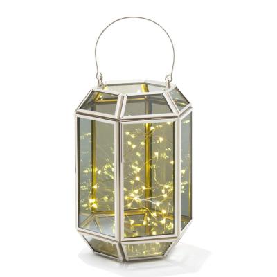 China Home Decor Mini Greenhouse Decorative Geometric Lantern - Rectangle Shape | Warm white LED fairy lights, mirrored glass for sale