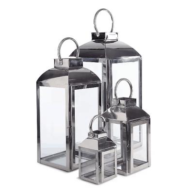 China Home Decoration Gold Stainless Steel Garden Lanterns Chrome-Effect Outdoor Hanging Lantern for sale