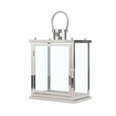 China Home Decor Rectangle Home Decor Lanterns For CandlesSilver Stainless Steel Lantern Light Wedding for sale