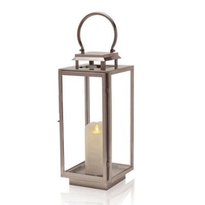 China 2020 New Home Decoration Metal Bedroom Stainless Steel Lantern Glass Centerpiece (Without LED Candle) for sale