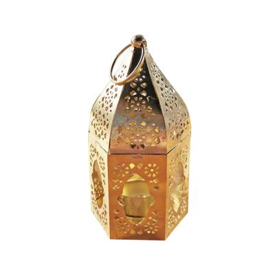 China Home Decoration Mini Cheap Glod Moroccan Metal Lantern For Tealight for sale