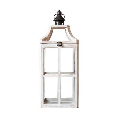 China New Design Home White Wood Garden Decoration Wooden Lanterns Sconce Decor for sale