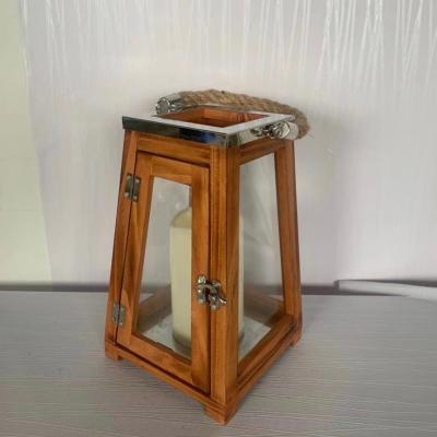 China Candlelight Romantic Regular LED Wooden Battery Operated Flameless Candle Lantern For Indoor And Outdoor Use for sale