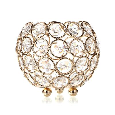 China Home Decoration Gold Crystal Bowl Tea Light Candle Holders For Wedding Cafe Office Table Decorative Centerpieces for sale